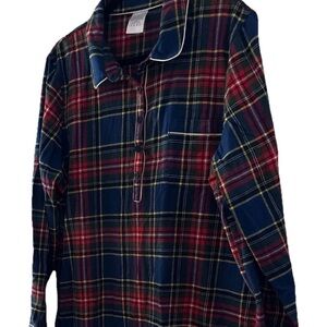 Lands' End Scotch Plaid 100% cotton Red and Blue Plaid Nightshirt